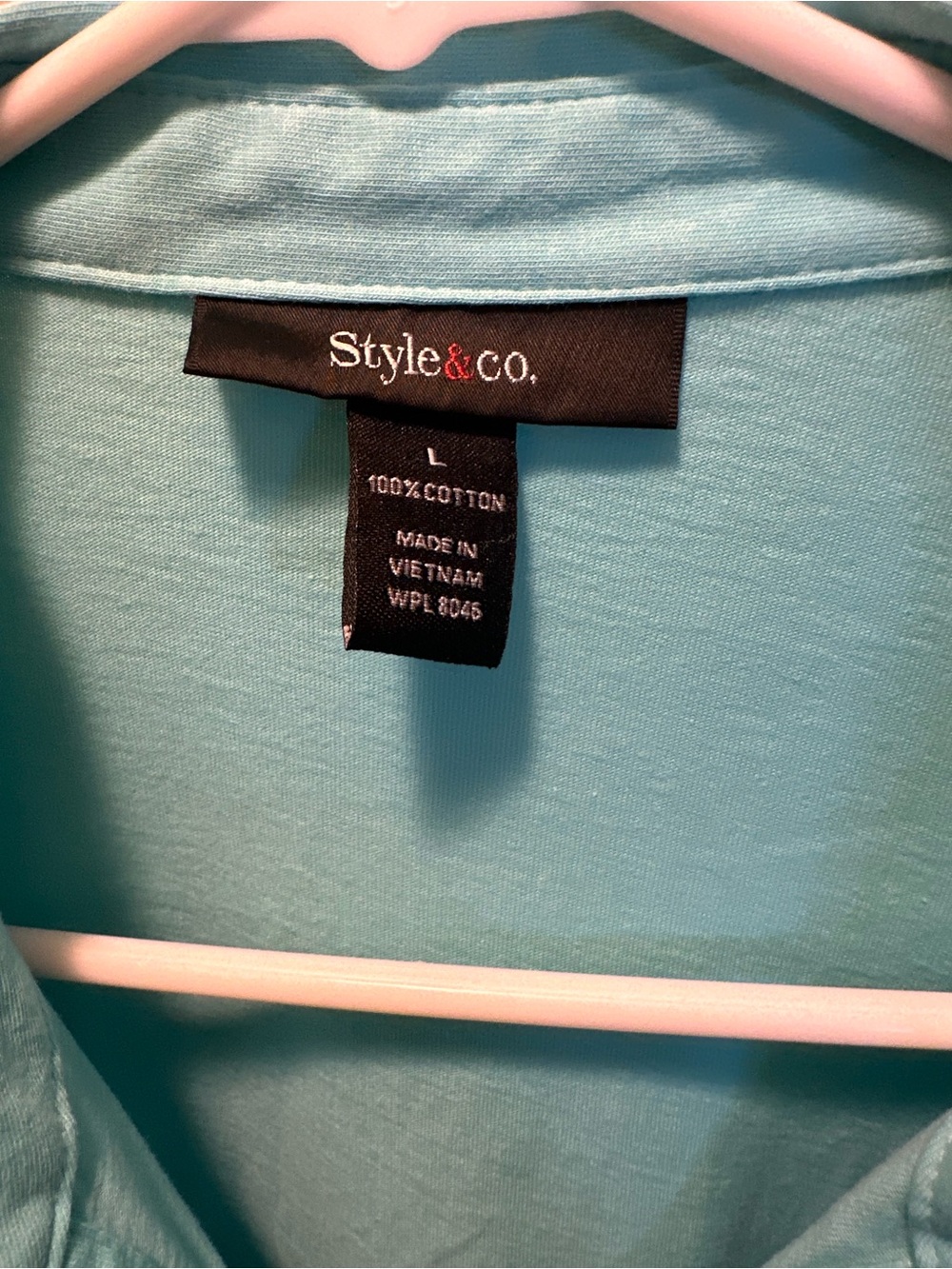 Style & Co. Aqua Cotton Short Sleeve Tee
